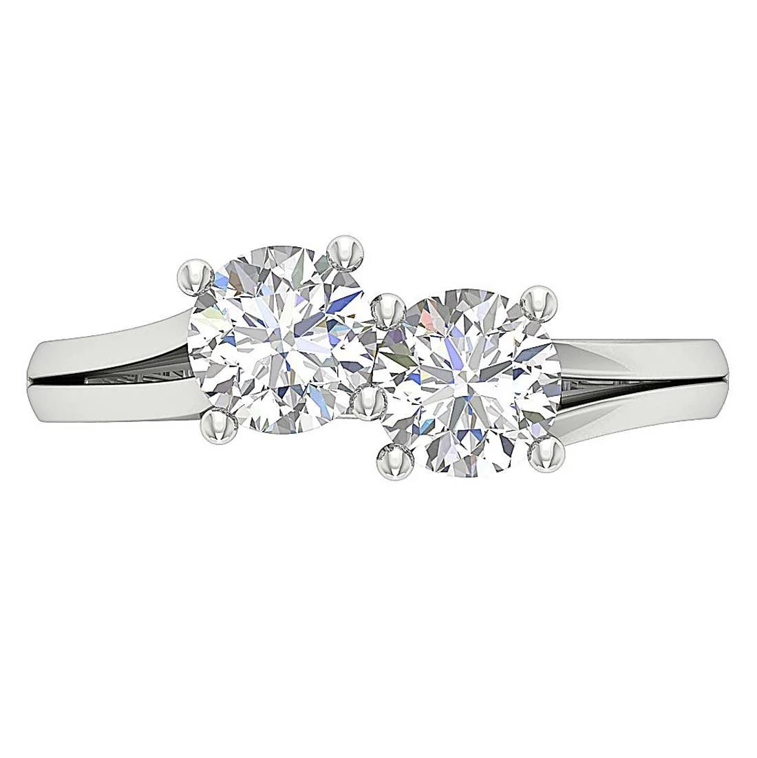 The Jase 1.60 Carat Two Big Round Brilliant Cut Solitaire Diamond Anniversary Yellow Gold Ring - Image 7