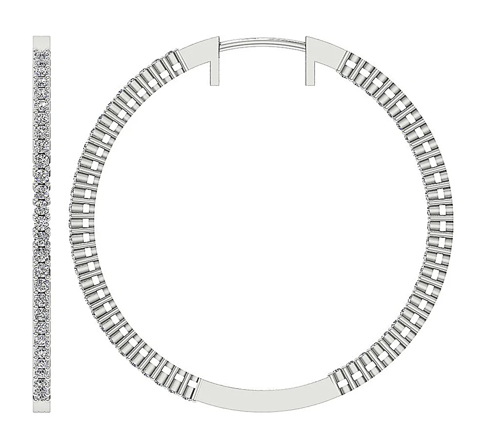 The Jason 2 Carat Round Diamond In Out Side Hoop Earring 1.60 Inch 14K Gold - Image 12
