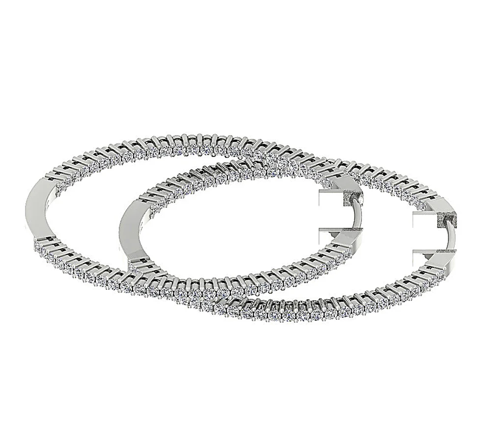 The Jason 2 Carat Round Diamond In Out Side Hoop Earring 1.60 Inch 14K Gold - Image 15