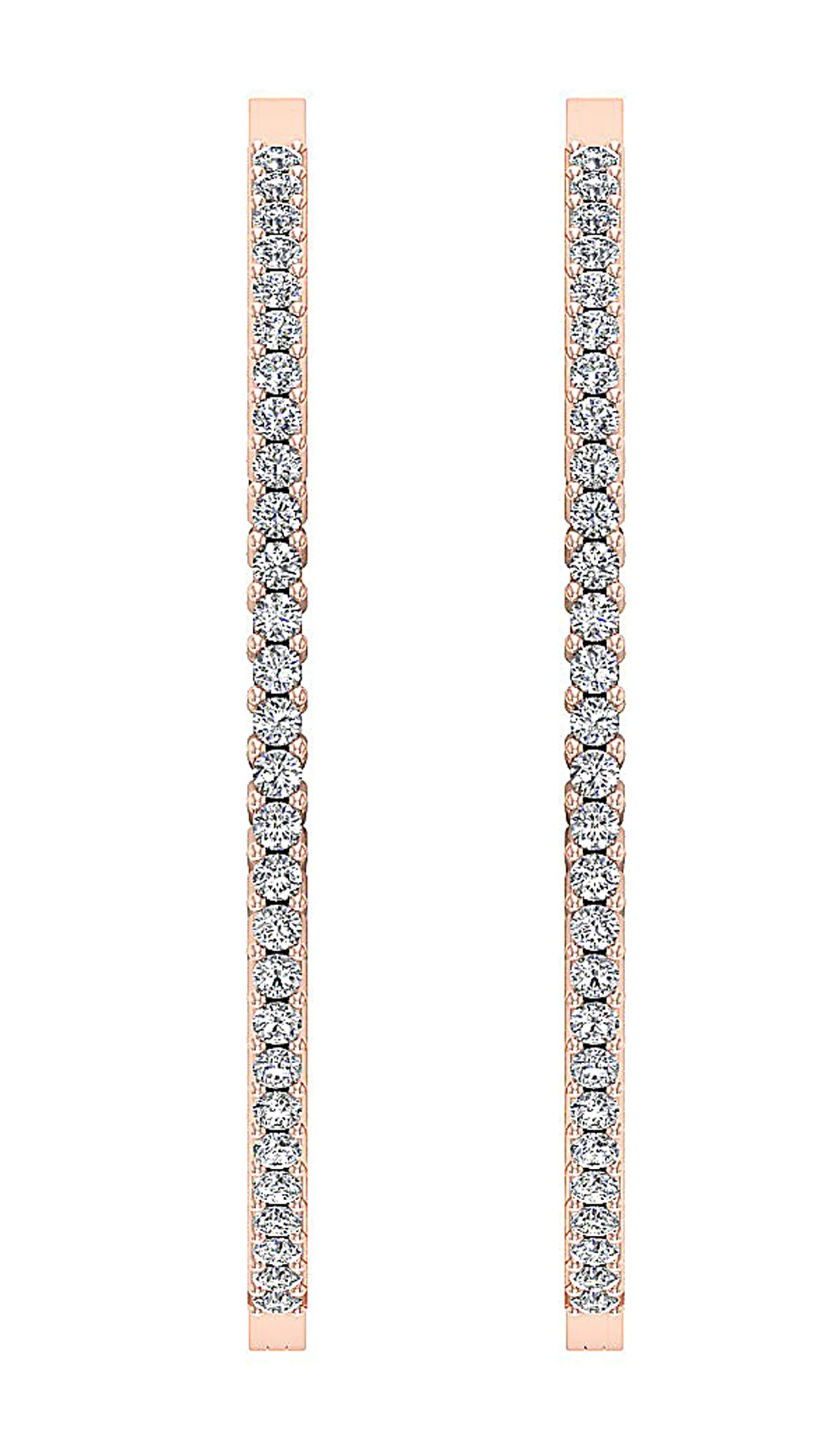 The Jason 2 Carat Round Diamond In Out Side Hoop Earring 1.60 Inch 14K Gold - Image 4