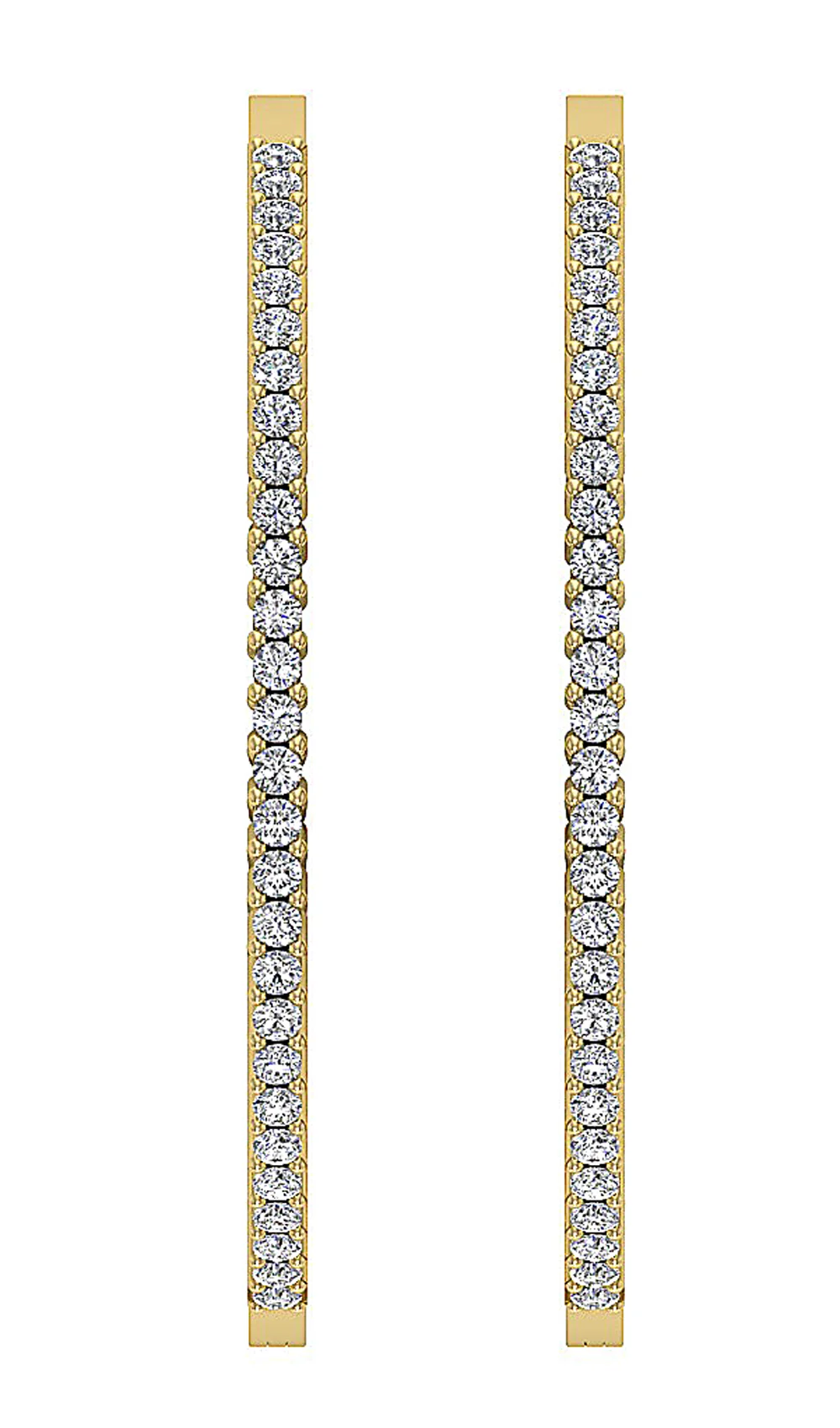 The Jason 2 Carat Round Diamond In Out Side Hoop Earring 1.60 Inch 14K Gold - Image 5