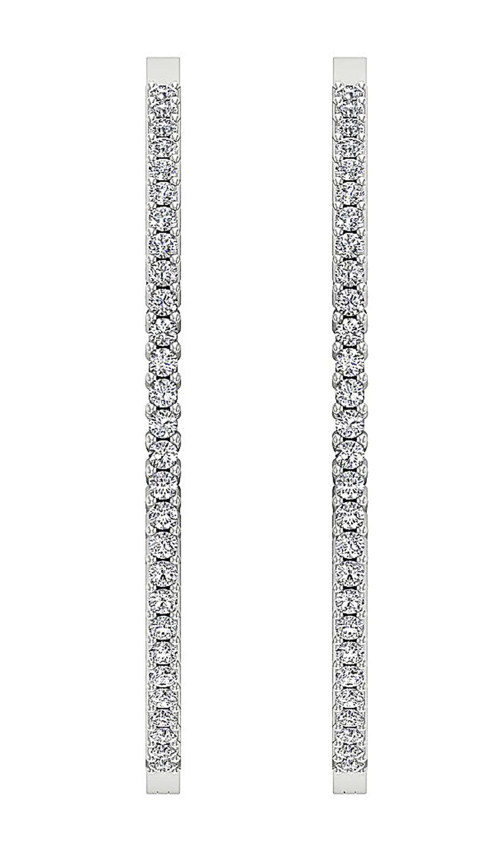 The Jason 2 Carat Round Diamond In Out Side Hoop Earring 1.60 Inch 14K Gold - Image 6