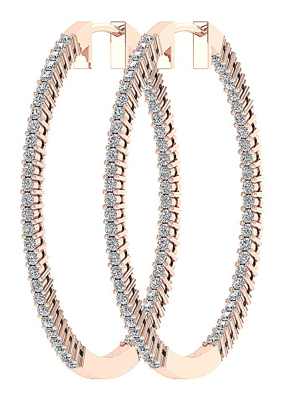 The Jason 2 Carat Round Diamond In Out Side Hoop Earring 1.60 Inch 14K Gold - Image 7