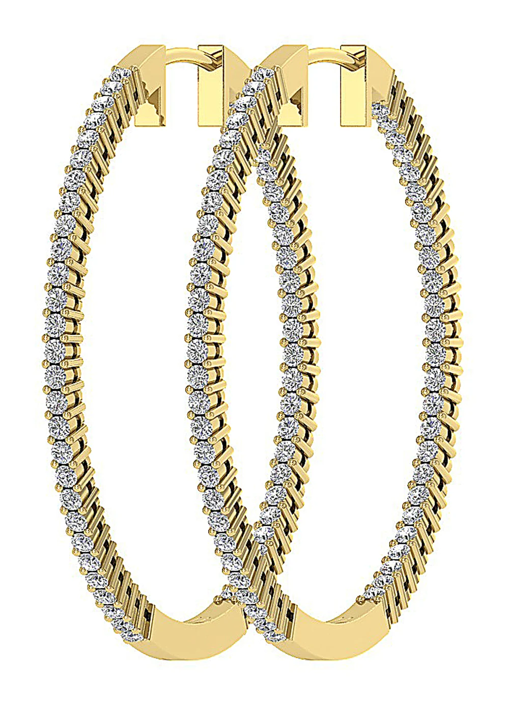 The Jason 2 Carat Round Diamond In Out Side Hoop Earring 1.60 Inch 14K Gold - Image 8
