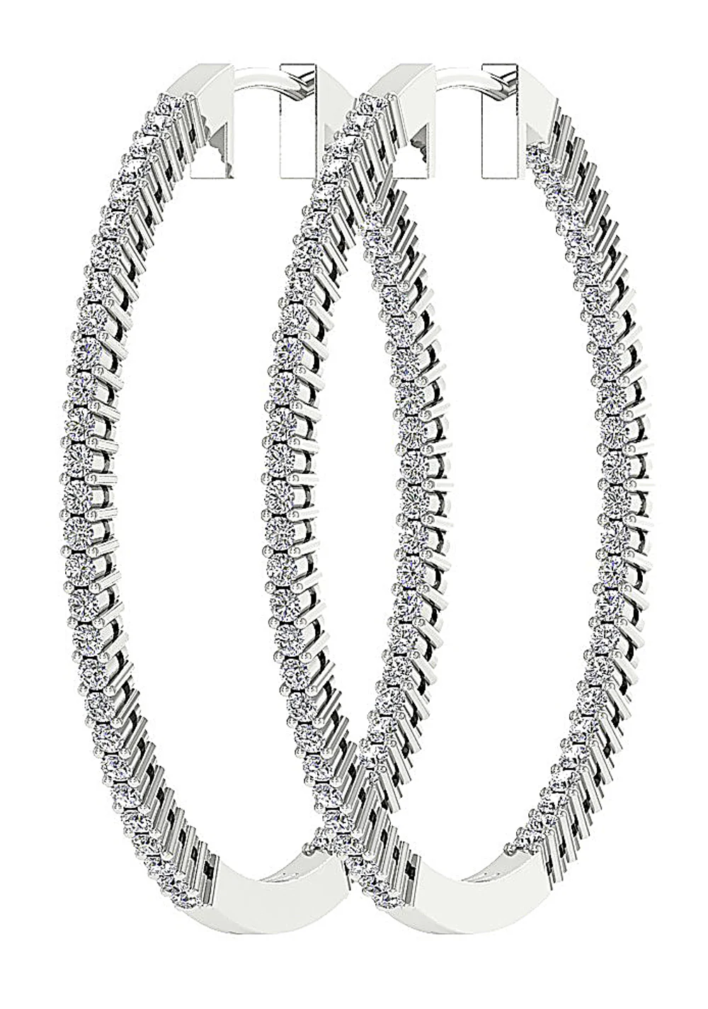 The Jason 2 Carat Round Diamond In Out Side Hoop Earring 1.60 Inch 14K Gold - Image 9