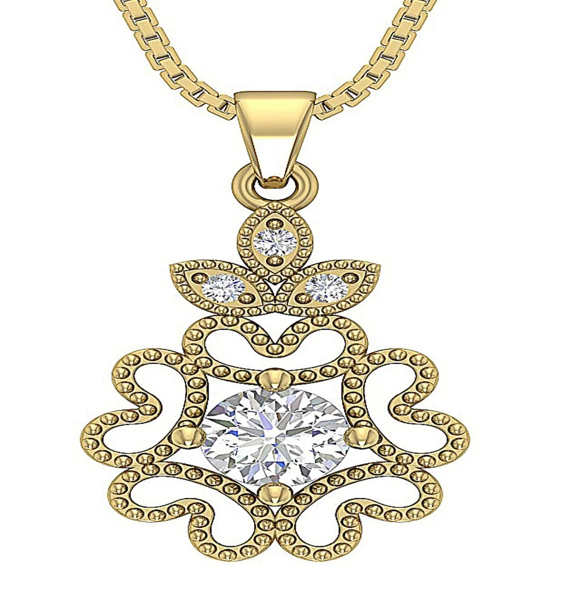 The Jason 14K Yellow Gold Milgrain Round Diamond Fashion Pendant Necklace