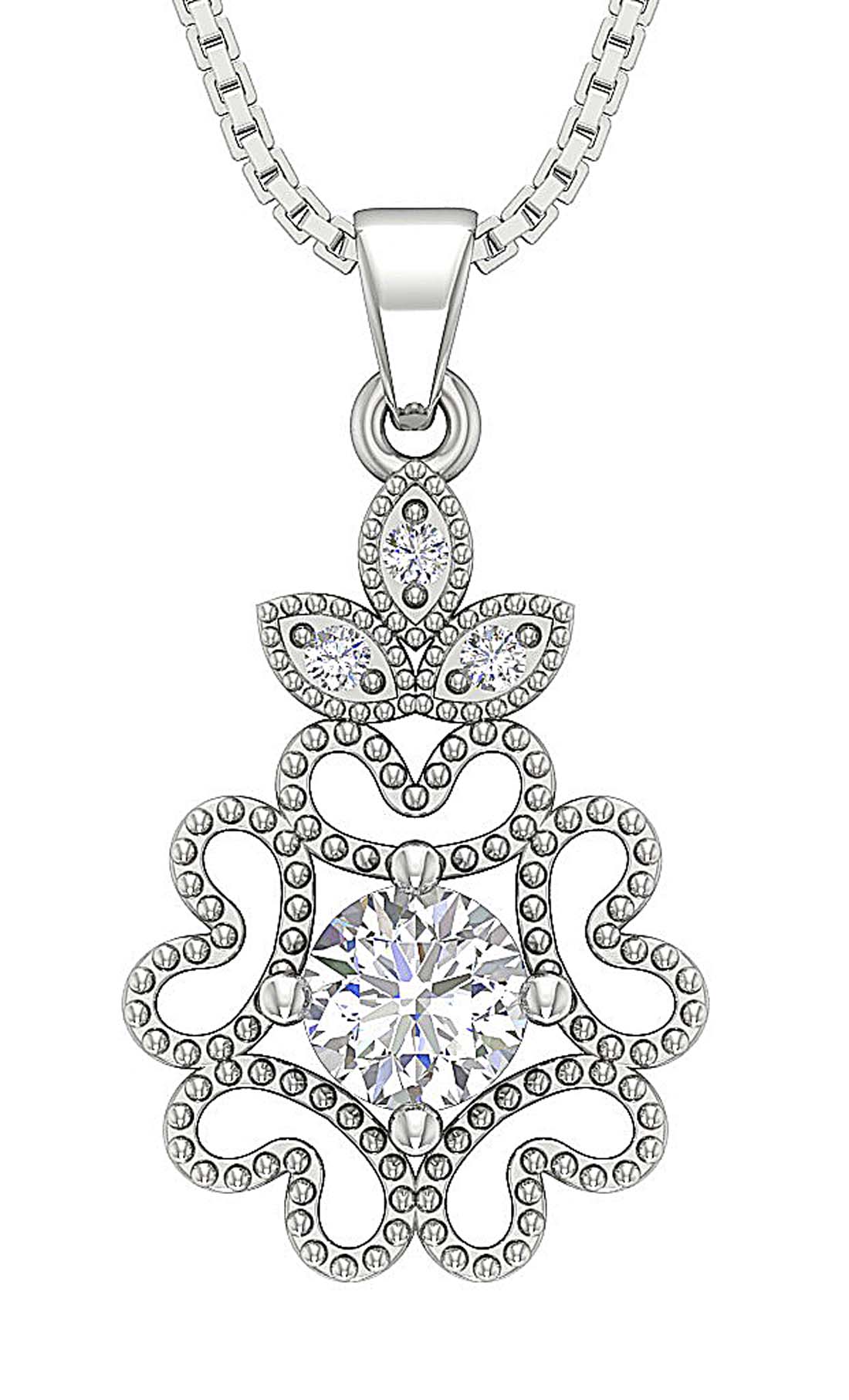 The Jason 14K Yellow Gold Milgrain Round Diamond Fashion Pendant Necklace - Image 5