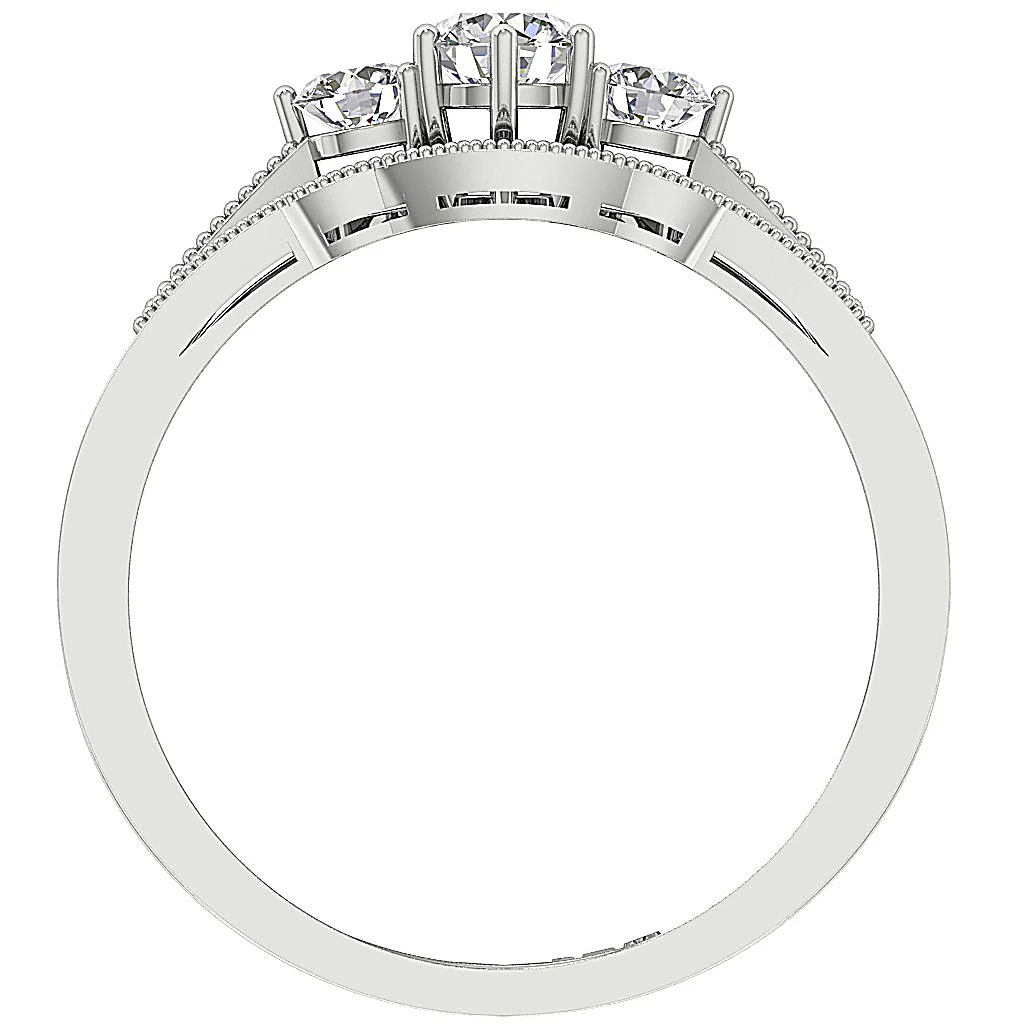 The Jason Round Cut Diamond Milgrain Bridal Engagement Ring Set 14K White Gold - Image 5