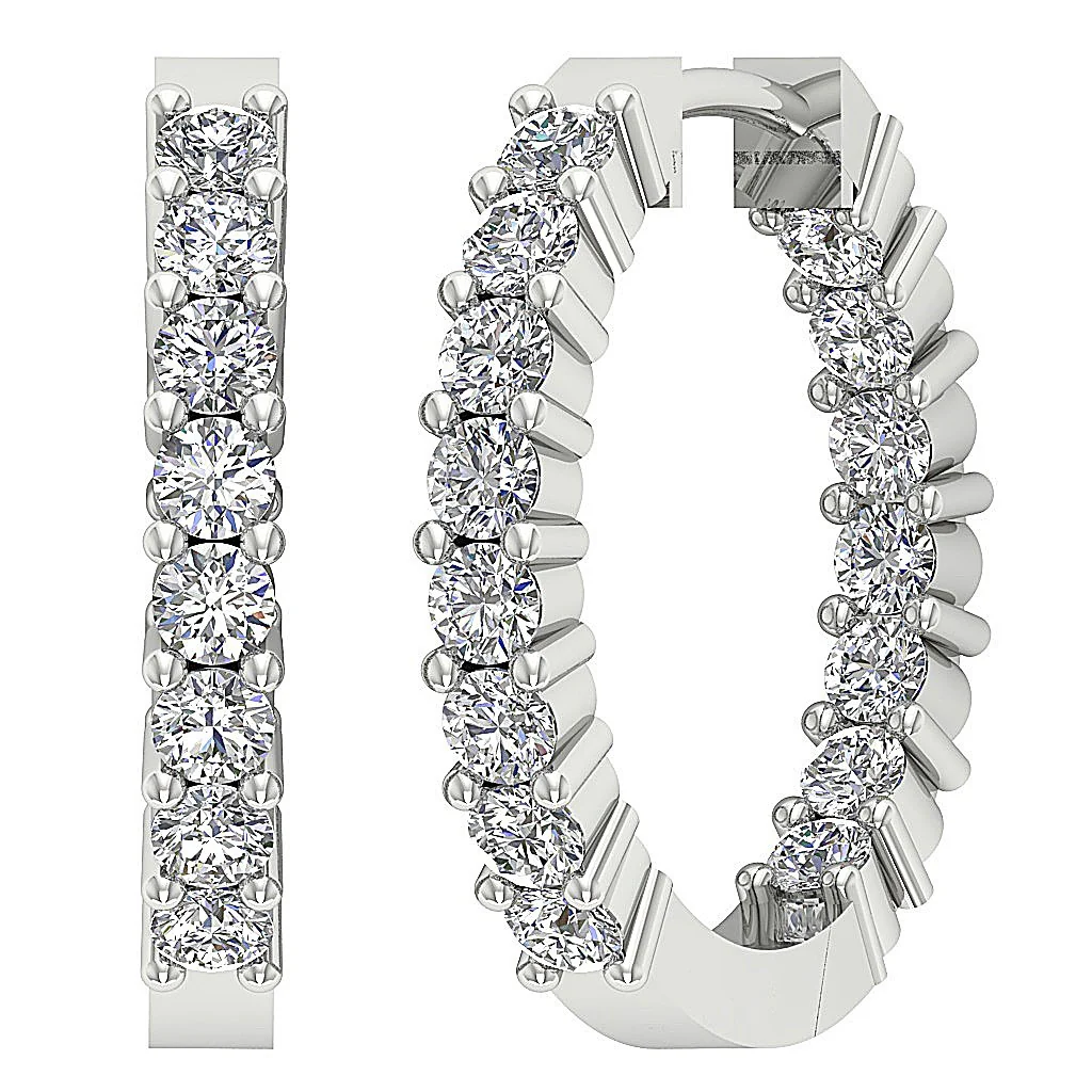 The Jasper Beautiful Natural Round Diamond In OutSide Hoops Earring 14K Solid Gold - Image 5