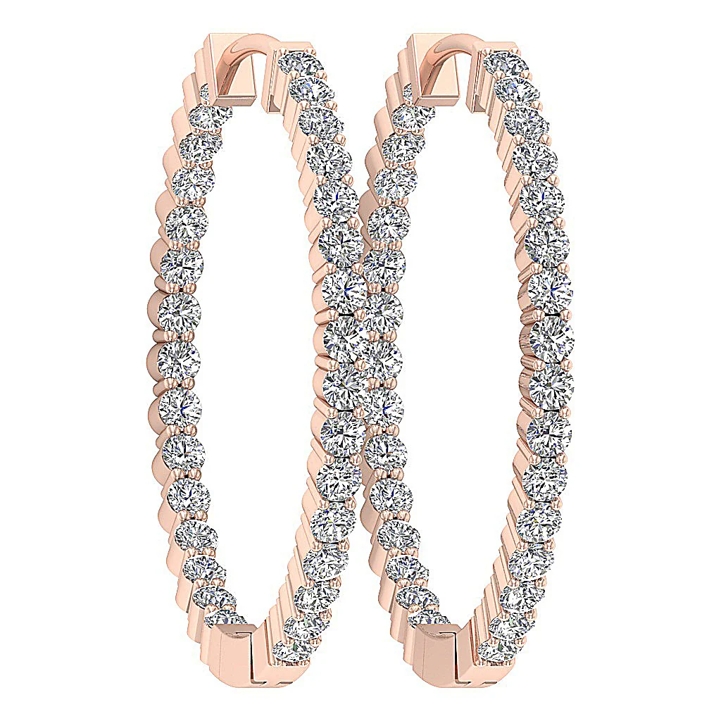 The Jax 14K Rose Gold Natural Round Diamond In Outside Hoop Earring 0.90 Inch