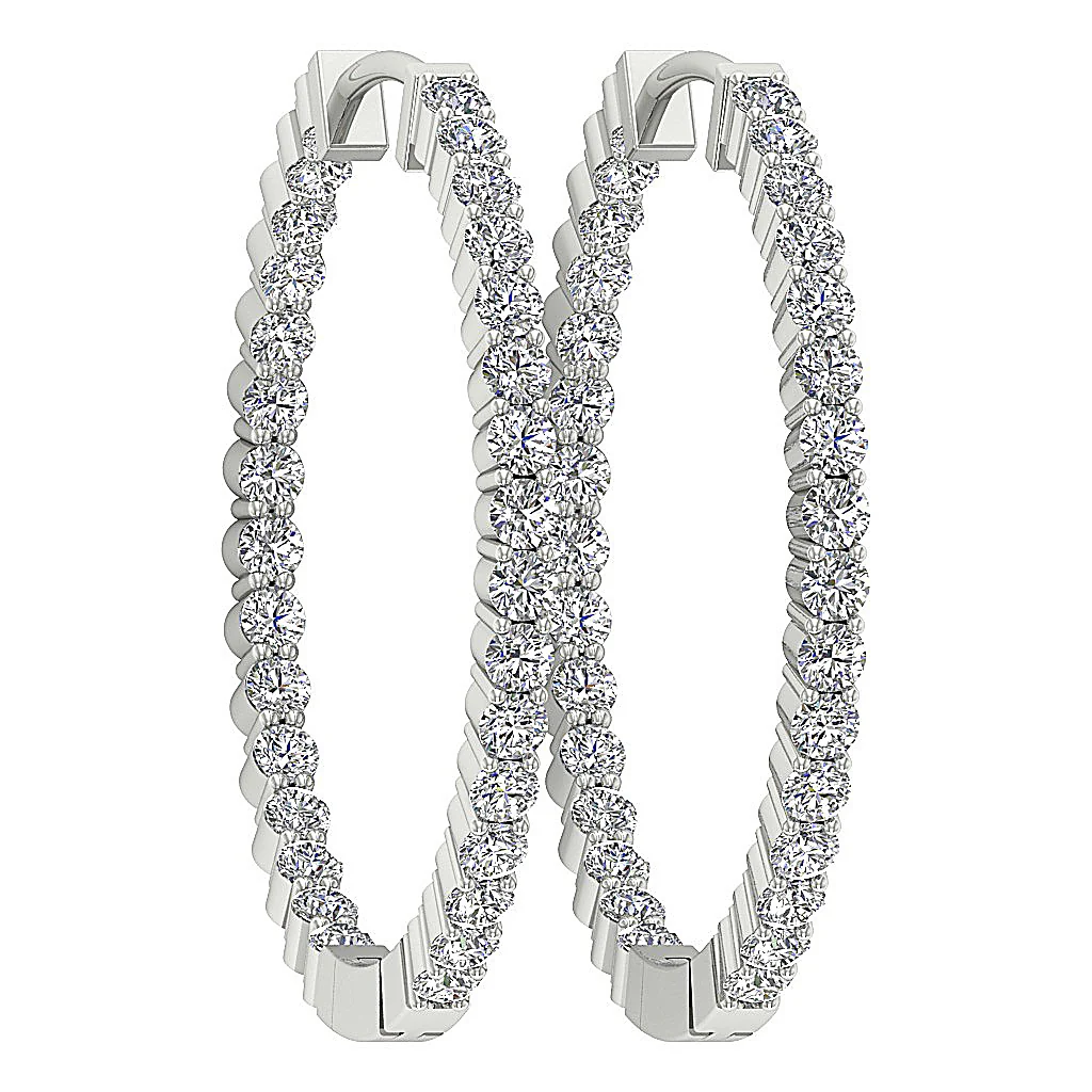 The Jax 14K Rose Gold Natural Round Diamond In Outside Hoop Earring 0.90 Inch - Image 3