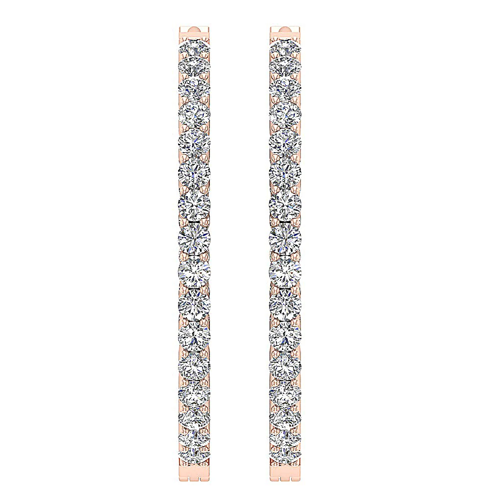 The Jax 14K Rose Gold Natural Round Diamond In Outside Hoop Earring 0.90 Inch - Image 4