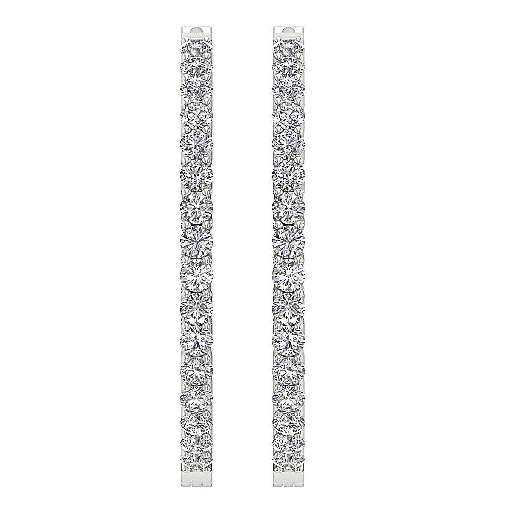 The Jax 14K Rose Gold Natural Round Diamond In Outside Hoop Earring 0.90 Inch - Image 6