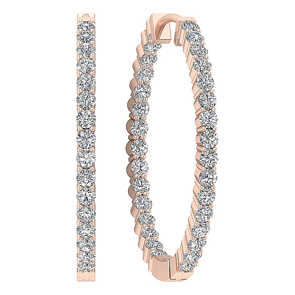The Jax 14K Rose Gold Natural Round Diamond In Outside Hoop Earring 0.90 Inch - Image 7