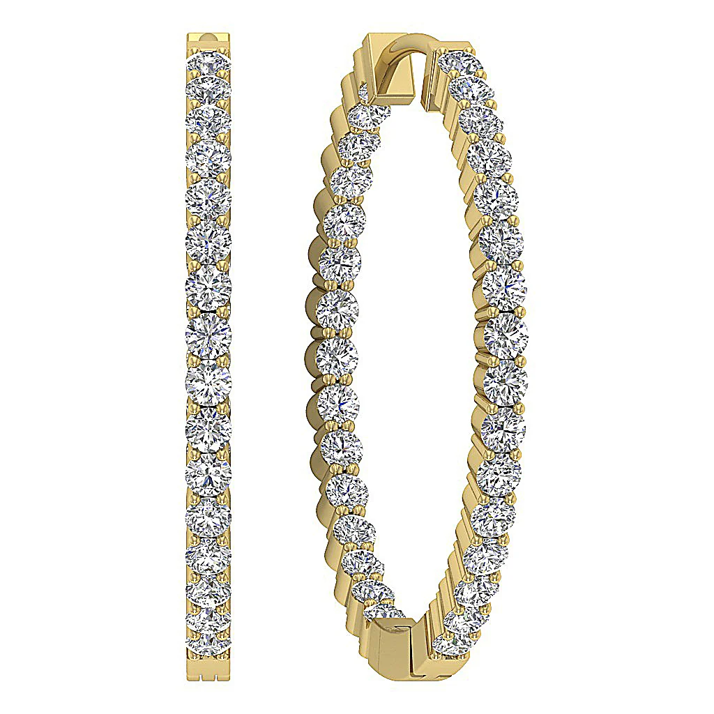 The Jax 14K Rose Gold Natural Round Diamond In Outside Hoop Earring 0.90 Inch - Image 8