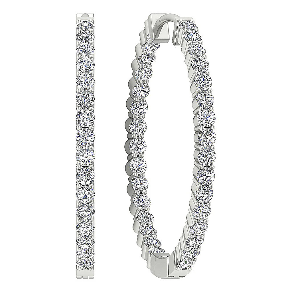 The Jax 14K Rose Gold Natural Round Diamond In Outside Hoop Earring 0.90 Inch - Image 9