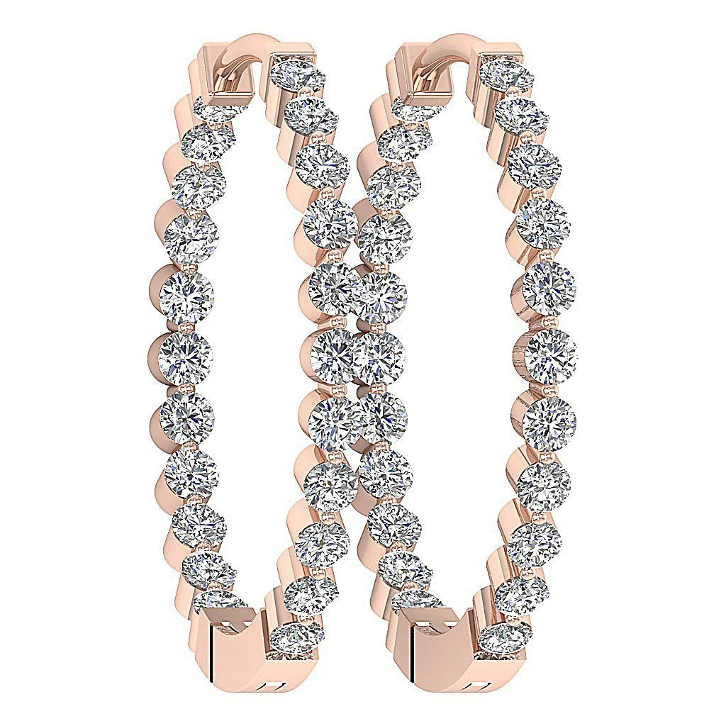 The Jaxson Genuine In Outside Round Diamond Floating Hoops Earring White Gold - Image 3