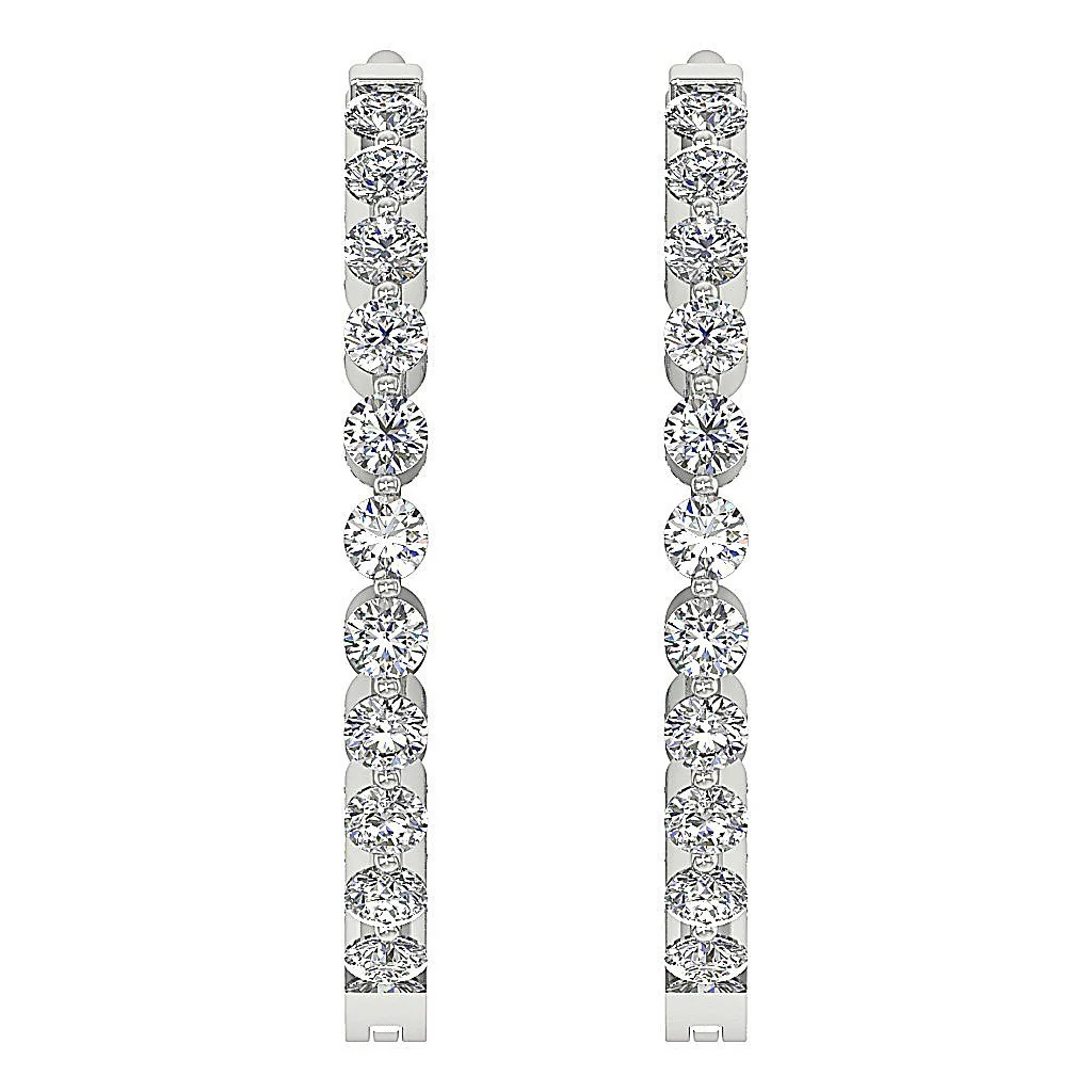 The Jaxson Genuine In Outside Round Diamond Floating Hoops Earring White Gold - Image 4