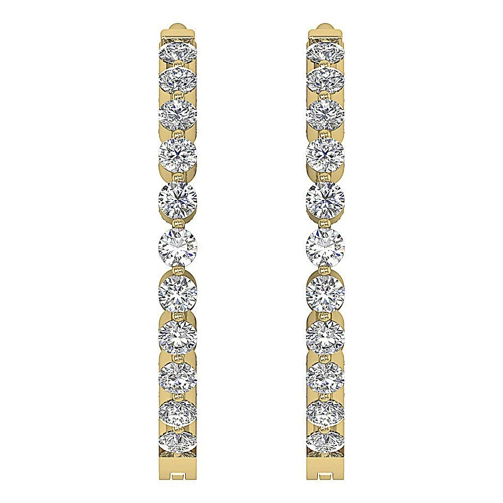 The Jaxson Genuine In Outside Round Diamond Floating Hoops Earring White Gold - Image 5