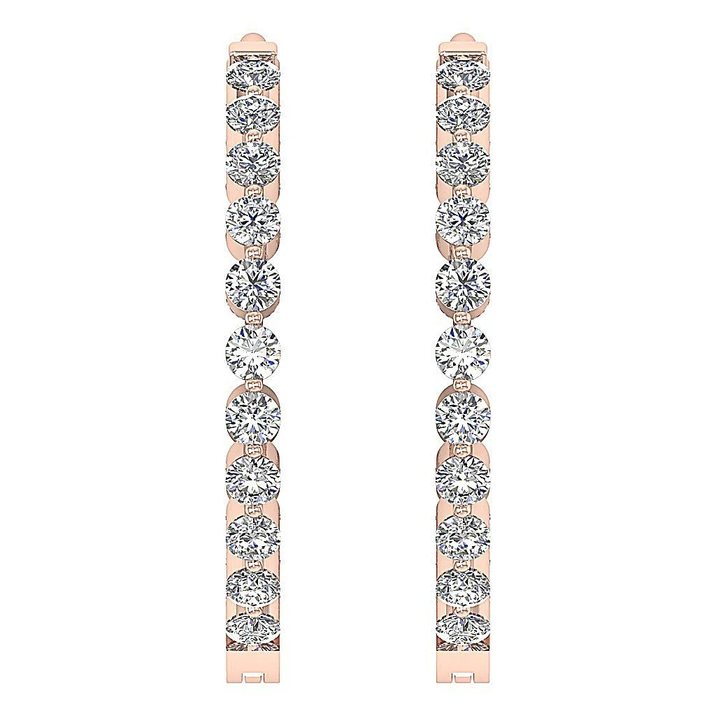 The Jaxson Genuine In Outside Round Diamond Floating Hoops Earring White Gold - Image 6