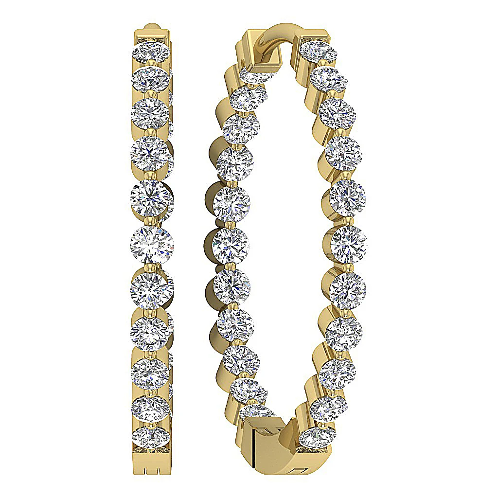 The Jaxson Genuine In Outside Round Diamond Floating Hoops Earring White Gold - Image 8