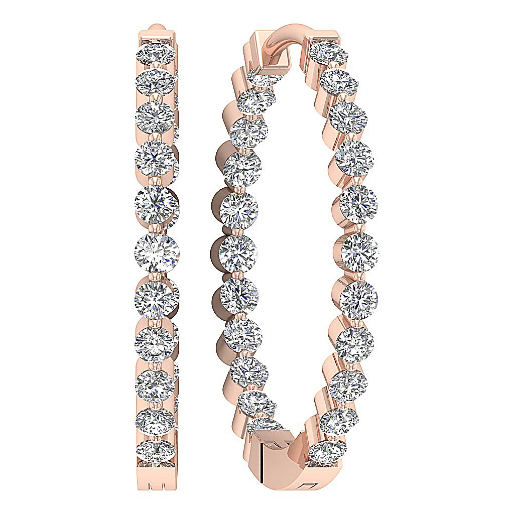 The Jaxson Genuine In Outside Round Diamond Floating Hoops Earring White Gold - Image 9