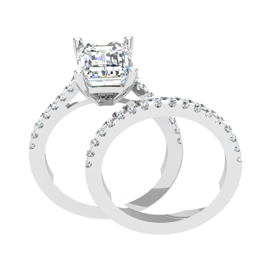 The Jaxson 2.01 Carat Solitaire Emerald Round Diamond Bridal Engagement Ring Set Gold - Image 4