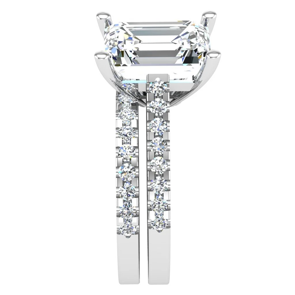 The Jaxson 2.01 Carat Solitaire Emerald Round Diamond Bridal Engagement Ring Set Gold - Image 5