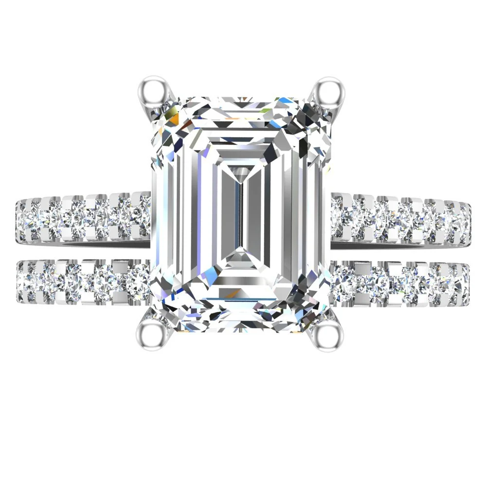 The Jaxson 2.01 Carat Solitaire Emerald Round Diamond Bridal Engagement Ring Set Gold - Image 6