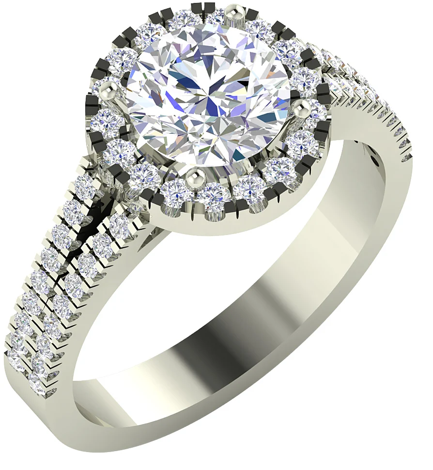 The Jaxton Classic Halo Split Shank Round Diamond Solitaire Engagement Gold Ring Rose Gold - Image 2
