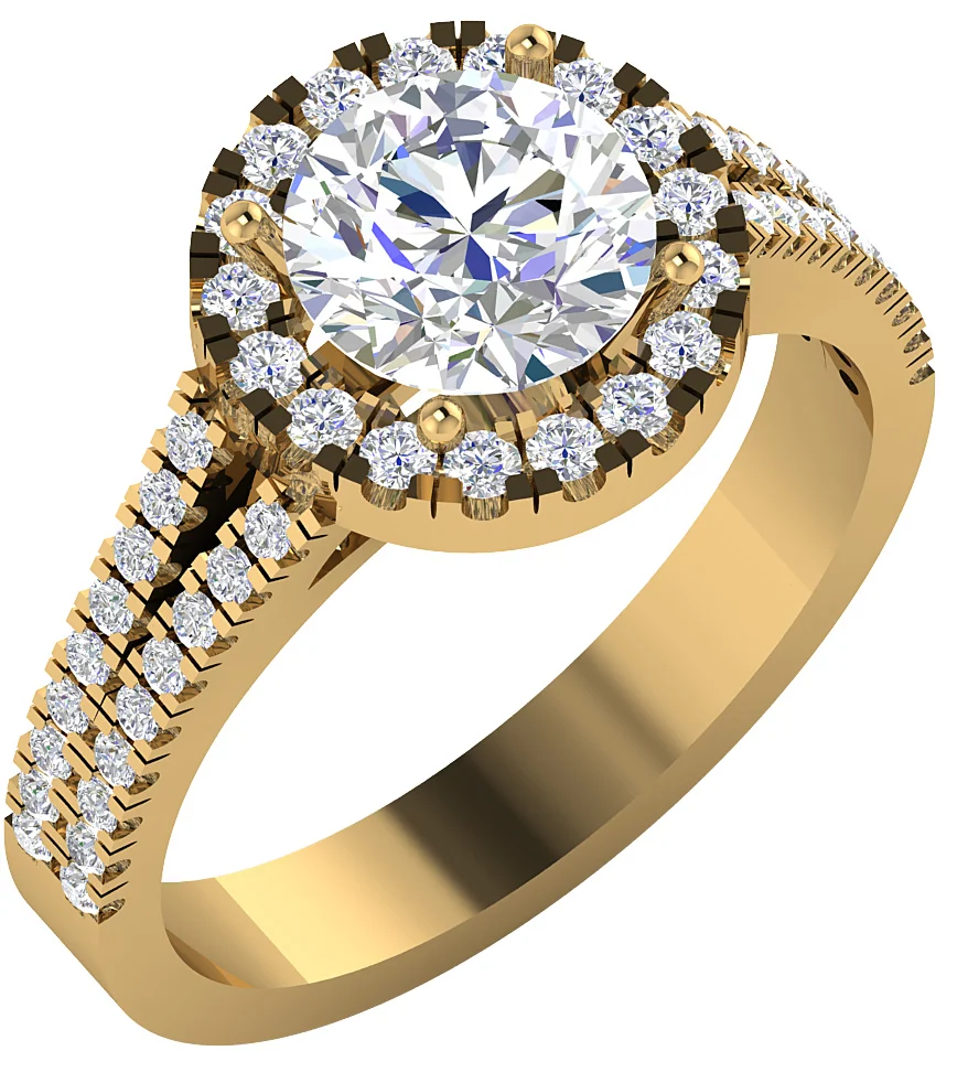 The Jaxton Classic Halo Split Shank Round Diamond Solitaire Engagement Gold Ring Rose Gold - Image 3