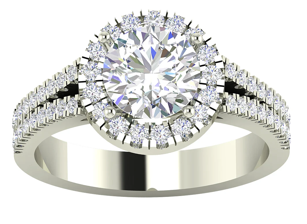 The Jaxton Classic Halo Split Shank Round Diamond Solitaire Engagement Gold Ring Rose Gold - Image 4