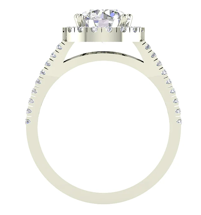The Jaxton Classic Halo Split Shank Round Diamond Solitaire Engagement Gold Ring Rose Gold - Image 5