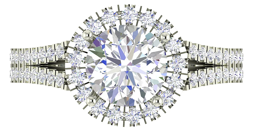 The Jaxton Classic Halo Split Shank Round Diamond Solitaire Engagement Gold Ring Rose Gold - Image 6