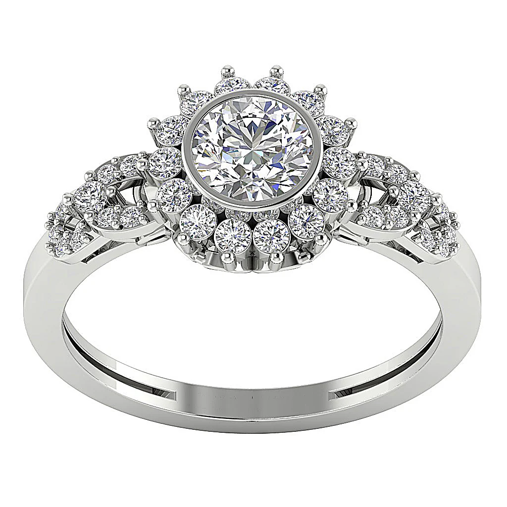 The Jaxxon 14k White Gold Natural Round Diamond Solitaire Engagement Ring For Her