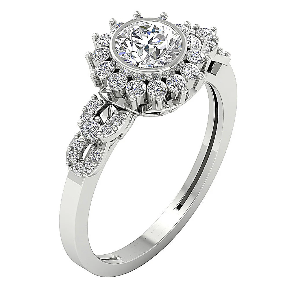 The Jaxxon 14k White Gold Natural Round Diamond Solitaire Engagement Ring For Her - Image 2