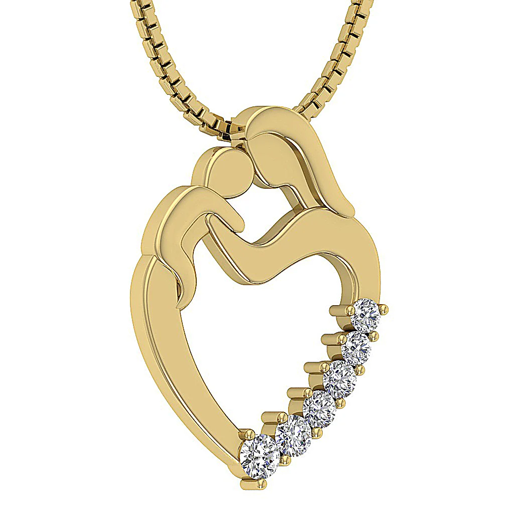 The Jay Darling Mom Heart Pendant Round Cut Diamond Prong Set White Yellow Rose Gold - Image 5