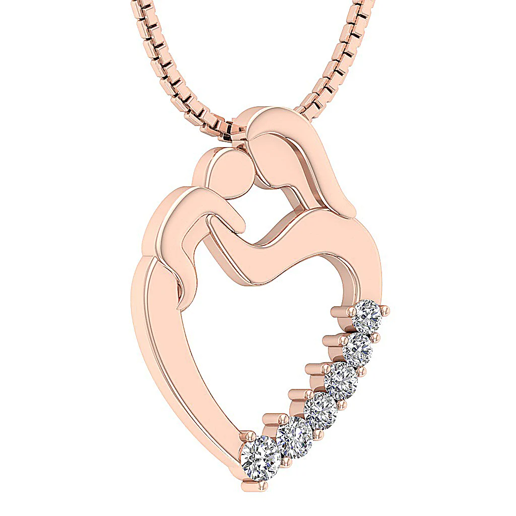 The Jay Darling Mom Heart Pendant Round Cut Diamond Prong Set White Yellow Rose Gold - Image 6