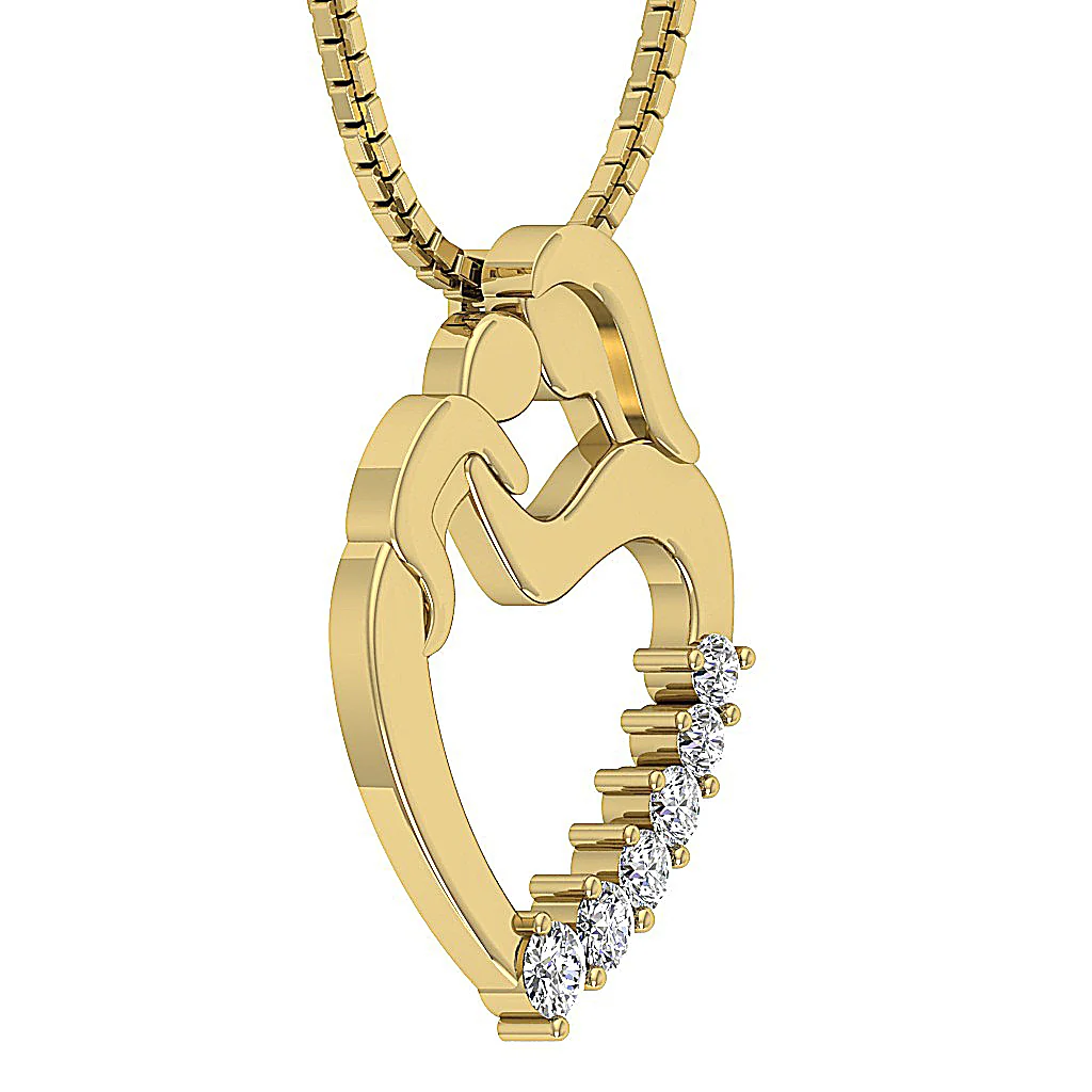 The Jay Darling Mom Heart Pendant Round Cut Diamond Prong Set White Yellow Rose Gold - Image 8