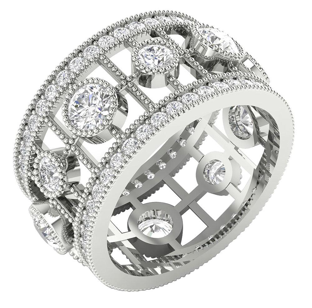 The Jay Milgrain Designer Genuine Diamond Eternity Wedding Ring 14K Solid Gold - Image 3