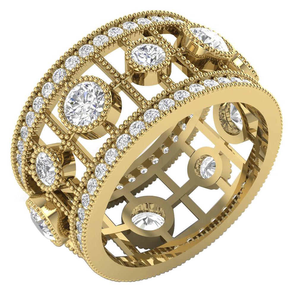 The Jay Milgrain Designer Genuine Diamond Eternity Wedding Ring 14K Solid Gold - Image 4