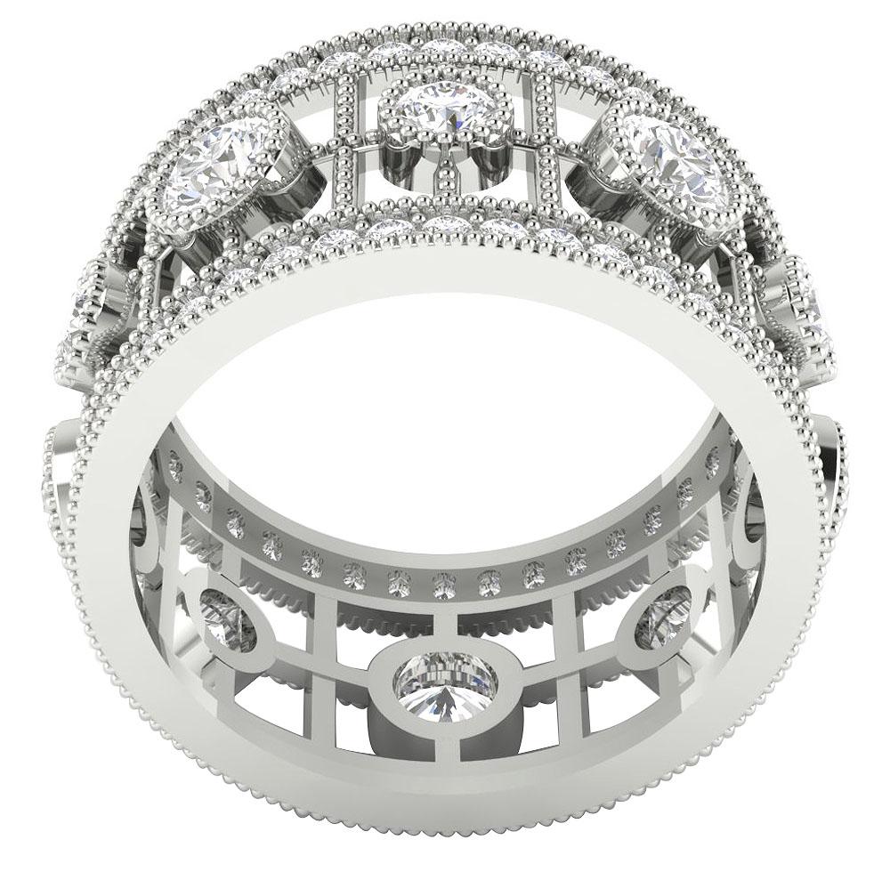 The Jay Milgrain Designer Genuine Diamond Eternity Wedding Ring 14K Solid Gold - Image 5