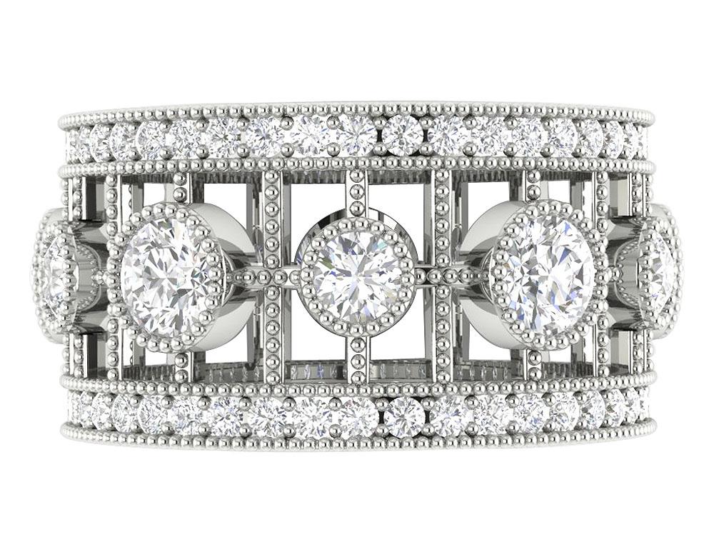 The Jay Milgrain Designer Genuine Diamond Eternity Wedding Ring 14K Solid Gold - Image 6