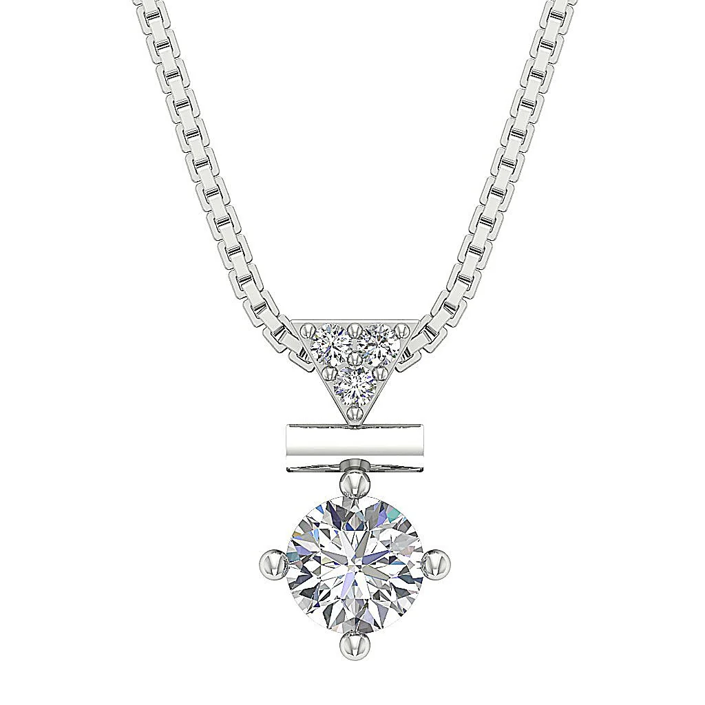 The Jayce Solitaire Round Cut Diamond 14K Solid White Gold Fashion Pendant
