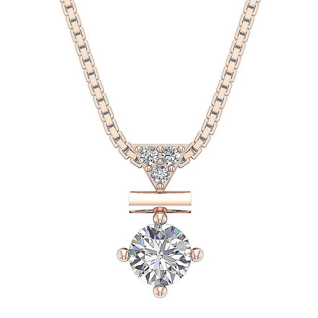 The Jayce Solitaire Round Cut Diamond 14K Solid White Gold Fashion Pendant - Image 3