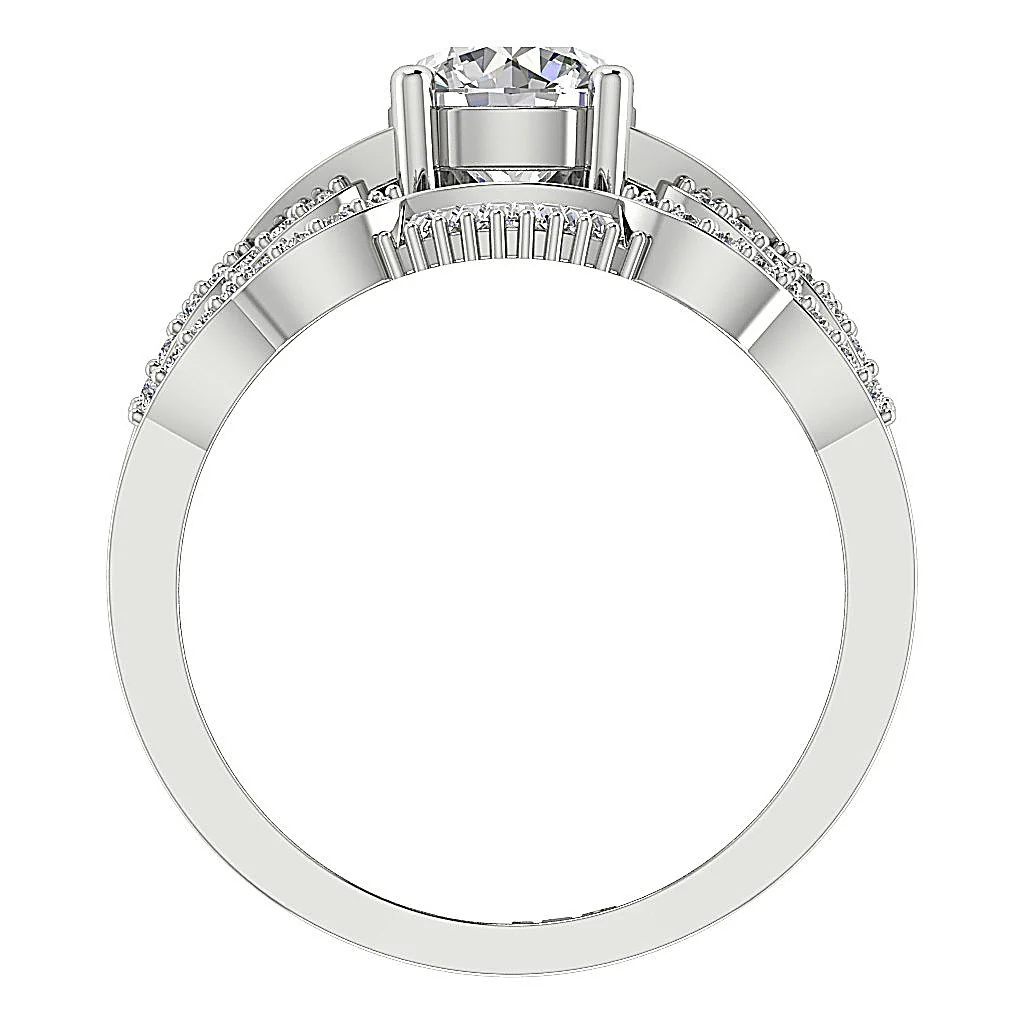 The Jayce Natural Round Marquise Baguette Diamond 14k Gold Bridal Anniversary Ring Set - Image 5