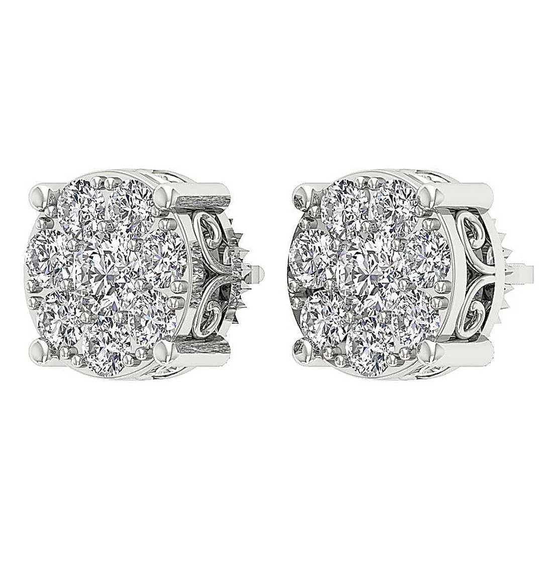 The Jayden Natural Diamond Screw Back Fashion Cluster Studs Earrings For Women