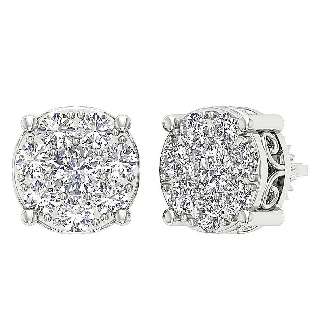 The Jayden Natural Diamond Screw Back Fashion Cluster Studs Earrings For Women - Image 10