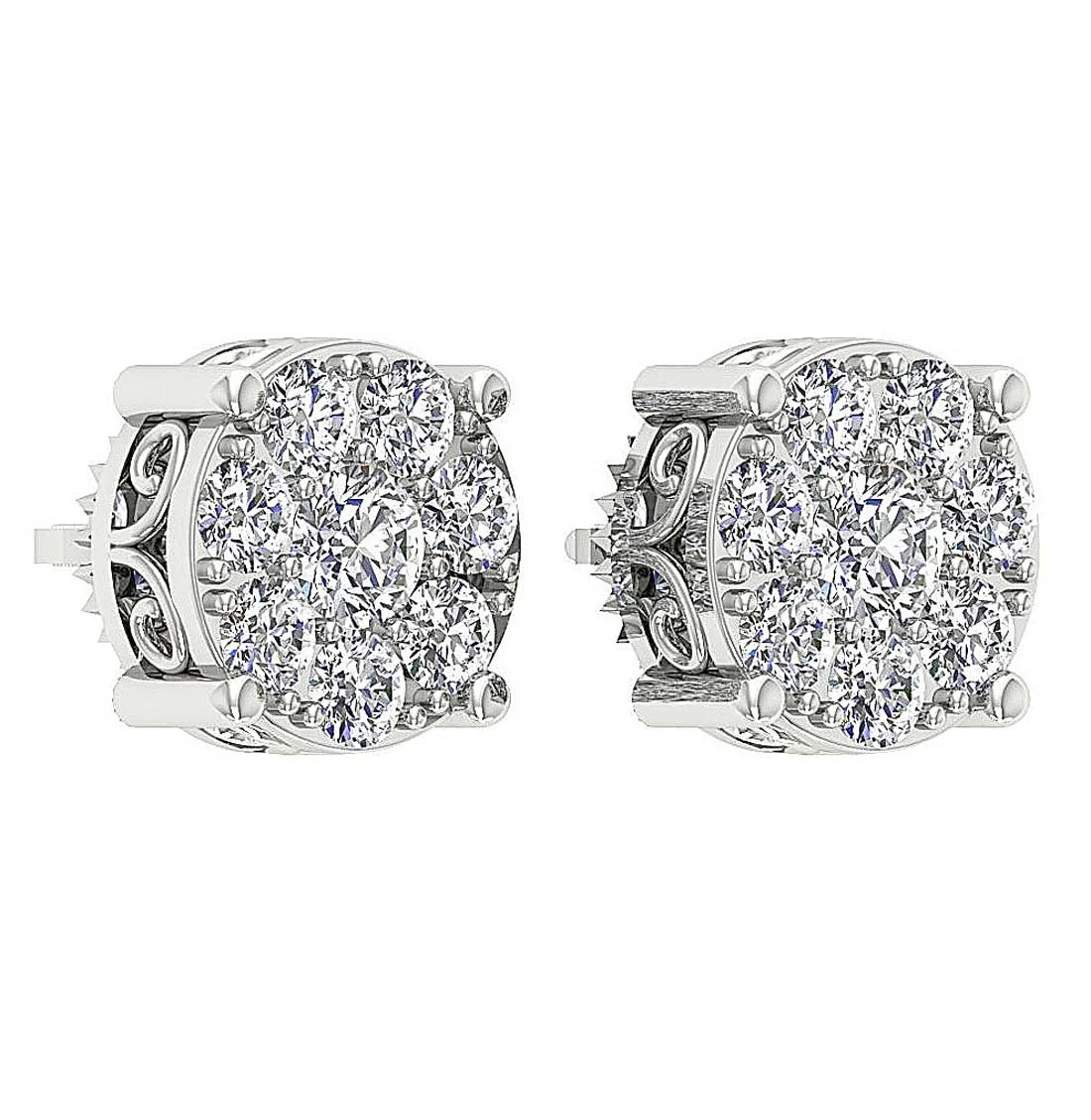The Jayden Natural Diamond Screw Back Fashion Cluster Studs Earrings For Women - Image 12