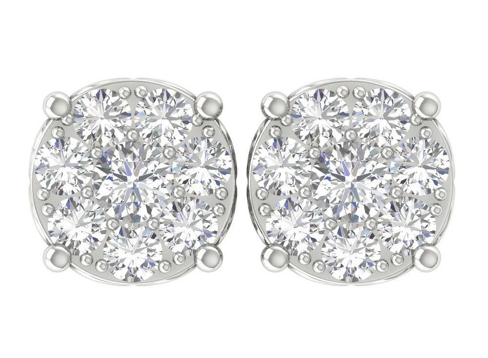 The Jayden Natural Diamond Screw Back Fashion Cluster Studs Earrings For Women - Image 3